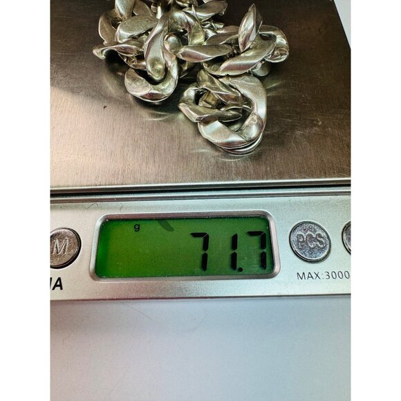 Estate Vintage 875 Silver Heavy 15.8mm Curb Chain Bracelet 71.7g 7” Toggle Clasp - Picture 10 of 10